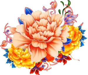 Vibrant Peony Illustration PNG