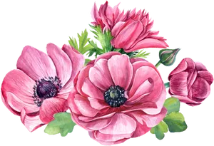 Vibrant_ Pink_ Flowers_ Artwork PNG image