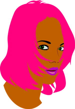 Vibrant Pink Haired Woman Vector