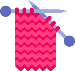 Vibrant Pink Knitting Project PNG image