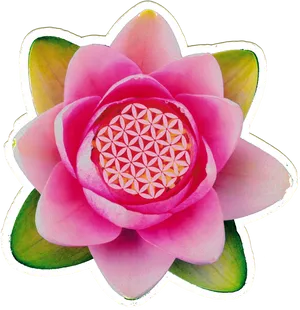 Vibrant Pink Lotus Flower Sticker PNG image