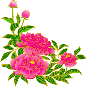 Vibrant Pink Peonies Clipart PNG image
