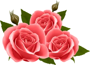 Vibrant_ Pink_ Roses_ Artwork PNG image