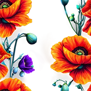 Vibrant Poppies PNG 30