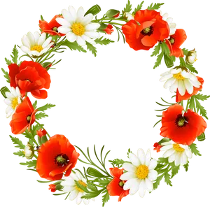 Vibrant_ Poppy_and_ Daisy_ Wreath.png PNG