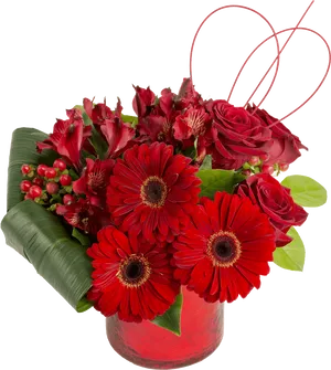 Vibrant Red Floral Arrangement PNG image