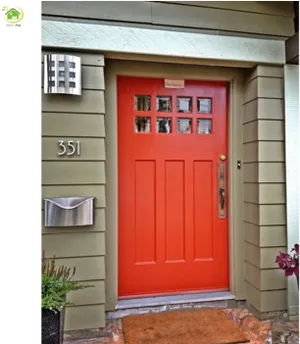 Vibrant Red Front Door Home Entrance PNG image