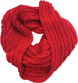 Vibrant Red Knitted Scarf PNG