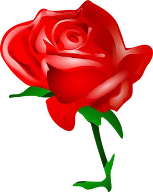 Vibrant Red Rose Illustration PNG image