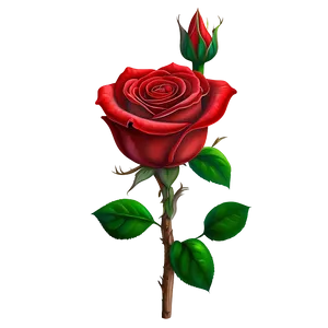 Vibrant Red Rose PNG Owg