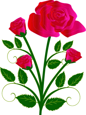 Vibrant Red Roses Vector Art PNG image