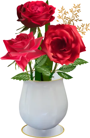 Vibrant Red Rosesin Vase PNG image