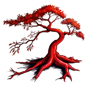 Vibrant Red Tree Sketch PNG Iqo60 PNG