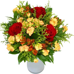 Vibrant_ Rose_ Carnation_ Bouquet PNG image