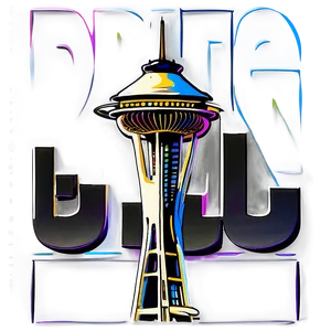 Vibrant Seattle Skyline Art PNG 80
