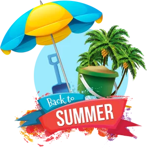 Vibrant Summer Beach Clipart PNG image