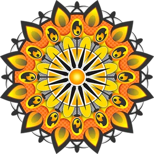 Vibrant Sun Mandala Art PNG image