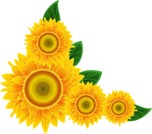 Vibrant Sunflower Corner Design PNG image