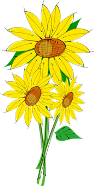 Vibrant Sunflower Illustration PNG image