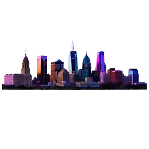 Vibrant Sunset Over Philadelphia Skyline Png Mso PNG image