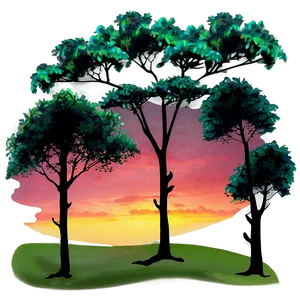 Vibrant Sunset Trees PNG 05042024