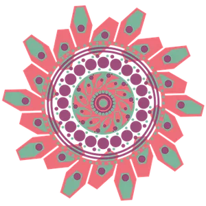 Vibrant Tealand Coral Mandala Art