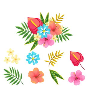 Vibrant Tropical Flora Illustration PNG image