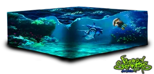 Vibrant Underwater Scene3 D Display PNG image