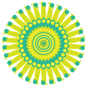 Vibrant Yellow Green Mandala Art