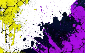 Vibrant Yellow Purple Splatter Background PNG image