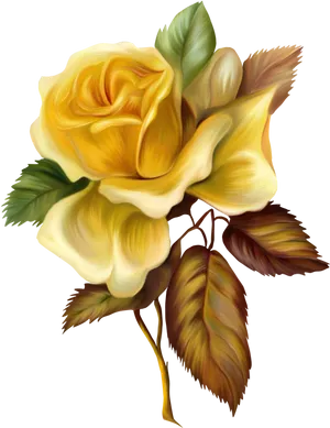 Vibrant Yellow Rose Artwork PNG image