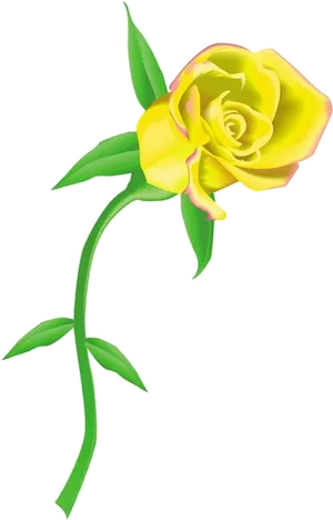 Vibrant Yellow Rose Illustration PNG image