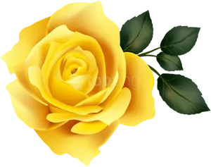 Vibrant Yellow Rose Illustration PNG image