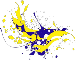 Vibrant Yellowand Blue Ink Splatter PNG image