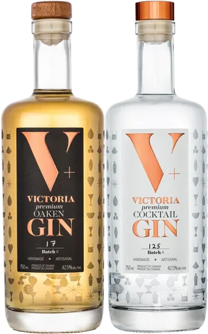 Victoria Gin Bottles Display PNG image