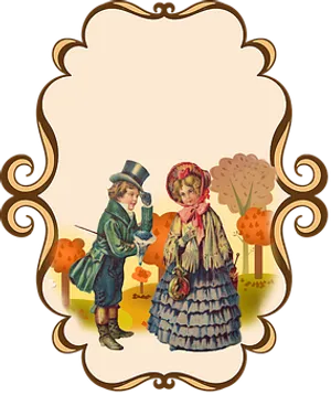 Victorian Children Autumn Frame PNG image
