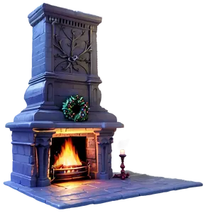 Victorian Christmas Fireplace PNG Bto64 PNG
