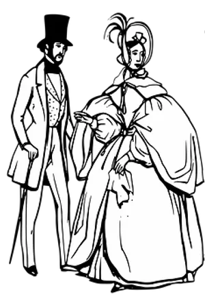 Victorian Era Couple Illustration PNG image