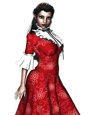 Victorian Era3 D Character Red Dress