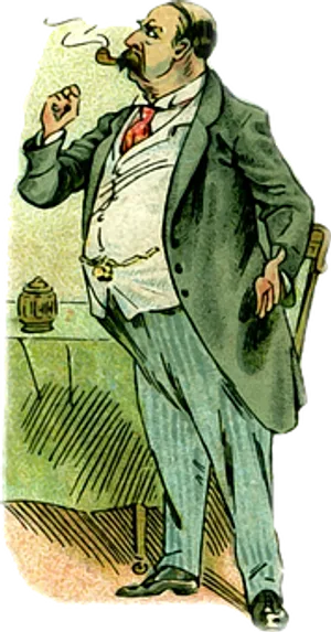 Victorian Gentleman Smoking Illustration