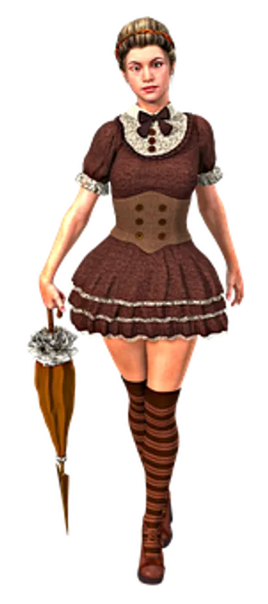 Victorian Inspired Digital Woman With Umbrella