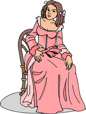 Victorian Lady Seated Illustration