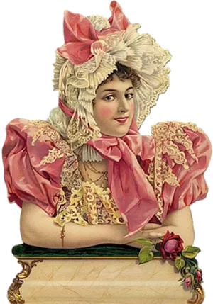 Victorian Ladywith Hatand Rose
