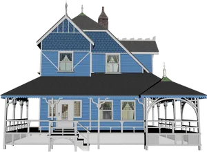 Victorian Style Blue House Illustration