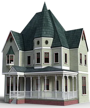 Victorian Style House Rendering PNG image
