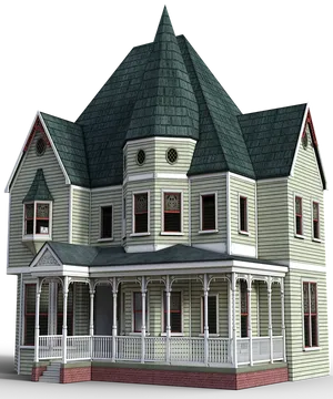 Victorian Style House3 D Model PNG image