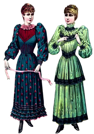 Victorian Women Fashion Illustration PNG image