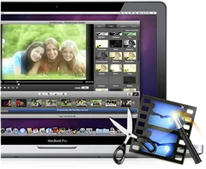 Video Editing Softwareon Laptop PNG image