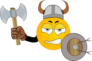 Viking Emojiwith Axeand Shield PNG