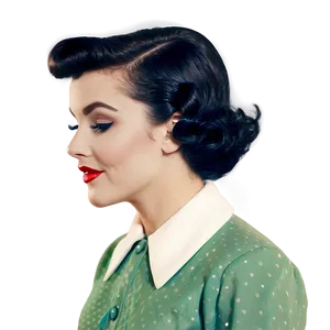 Vintage 1950s Hairstyles And Makeup PNG Seg47 PNG